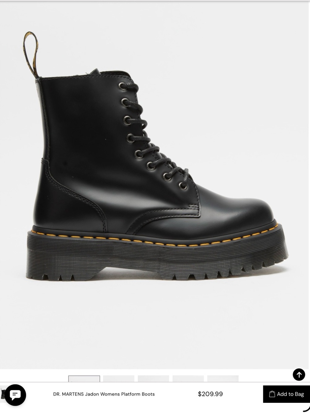 Dr. Martens Black Leather Platform Lace-Up Boots